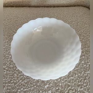 White Milk Glass Bubble Pattern Serving Bowl